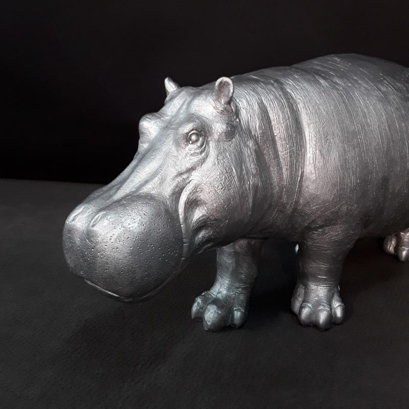 Hippopotame argent moderne nlcdeco