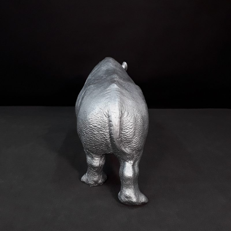 Rhinocéros argent objet résine nlcdeco