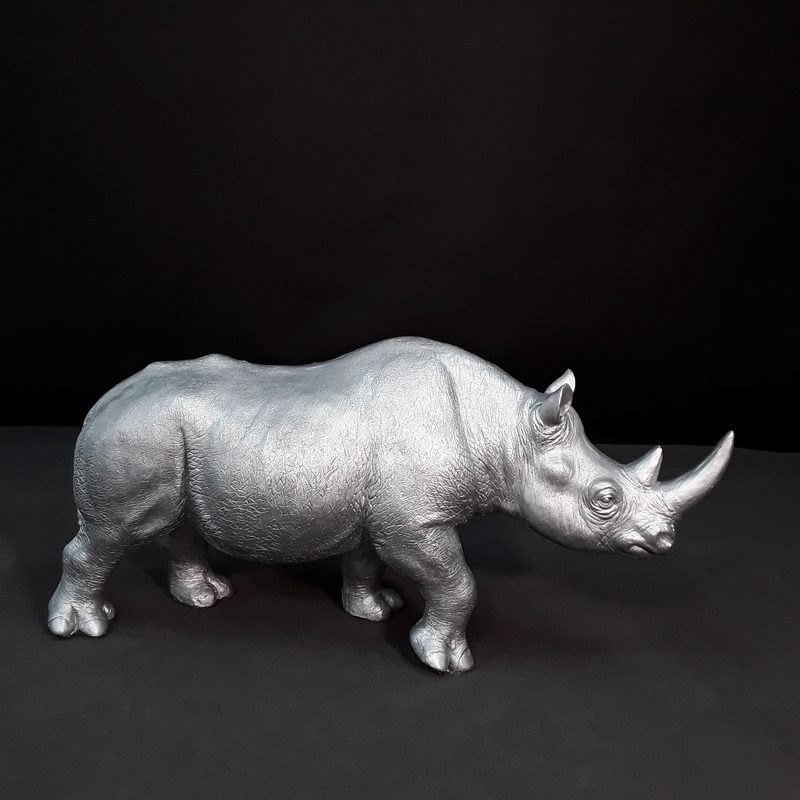 Rhinocéros argent résine nlcdeco