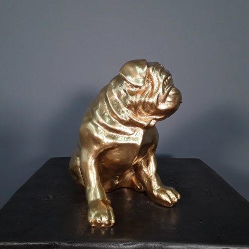 Statue résine or design Bouledogue nlcdeco