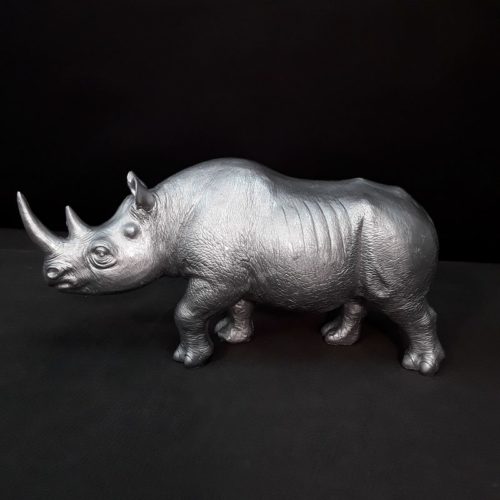 fake rhino in silver resin nlcdeco