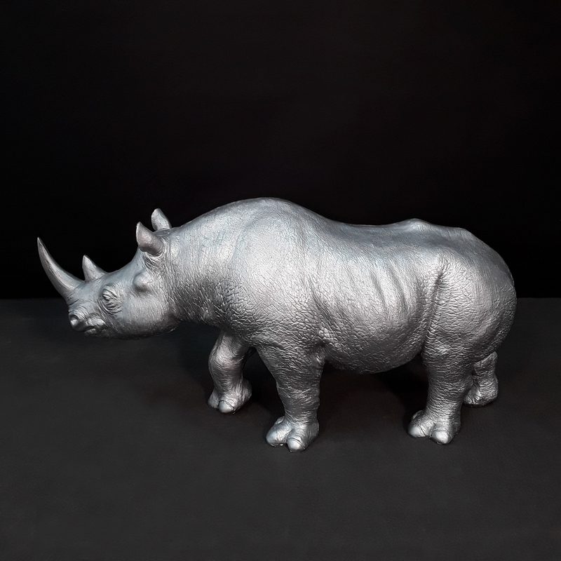 silver colored resin rhino nlcdeco