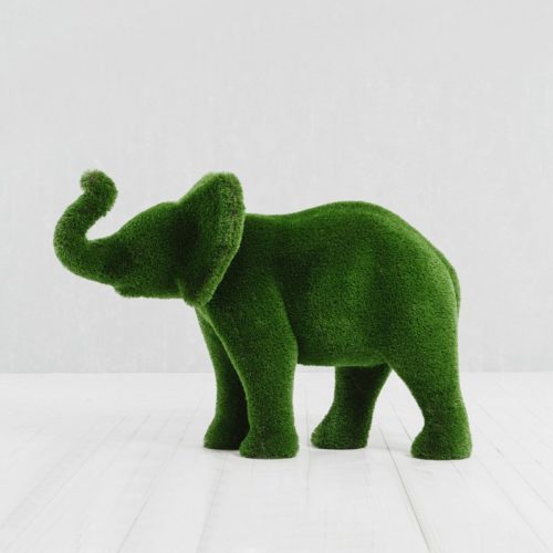 fake bush in the shape of an elephant nlcdeco
