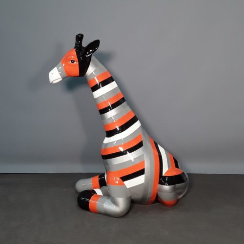 Girafe design rayée orange et gris nlcdeco