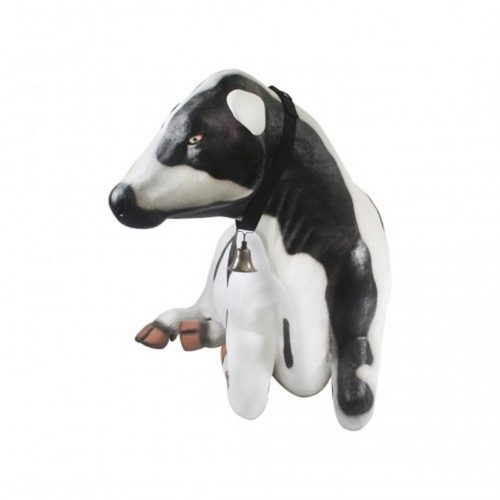 Vache noire et blanche avec une cloche nlcdeco