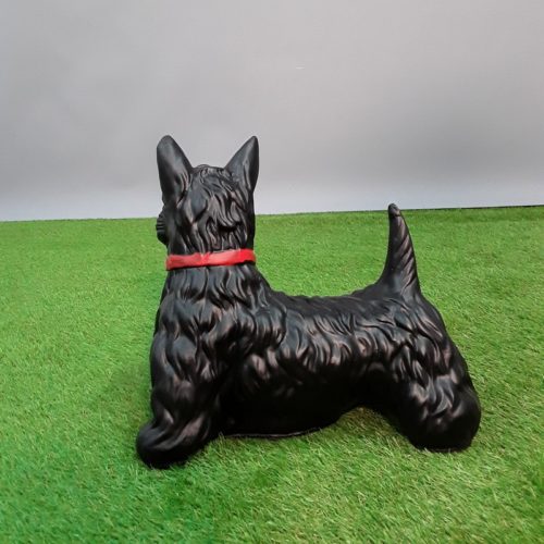 Statue poterie chien Westie noir nlcdeco