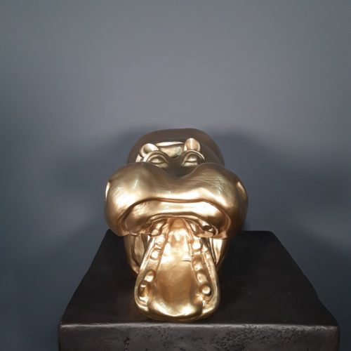statue design hippopotame couvert d'or nlcdeco
