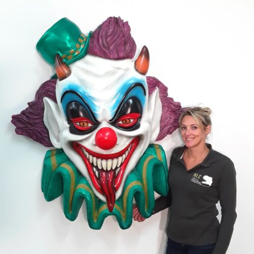 Tête de clown murale diabolique géante nlcdeco
