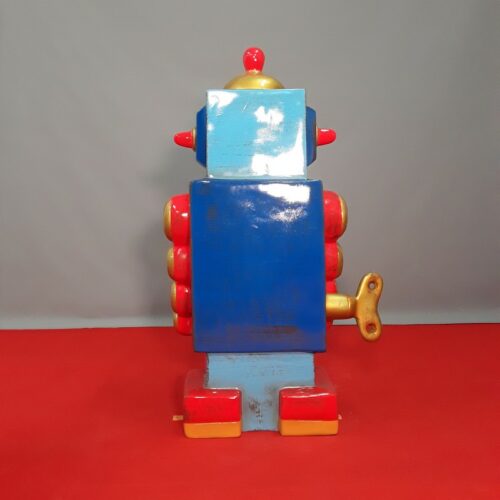 statue robot bleu jouet nlcdeco
