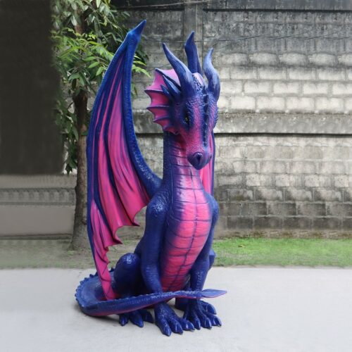 Statue décorative dragon violet et rose nlcdeco
