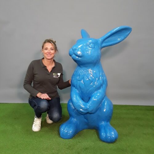 Statue résine lapin bleu décoratif nlcdeco