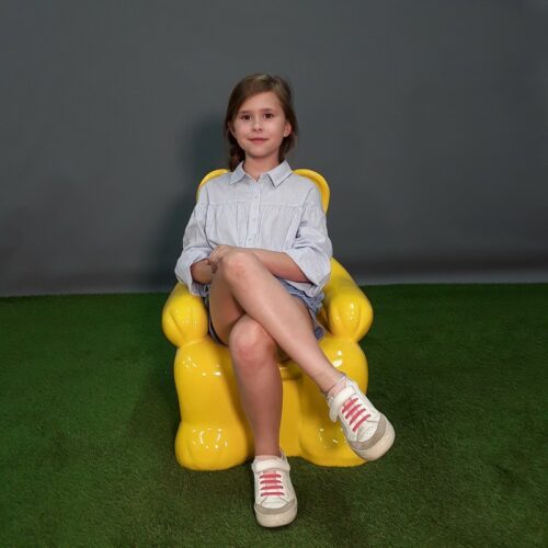 Chaise enfant en forme d'ours couleur jaune nlcdeco