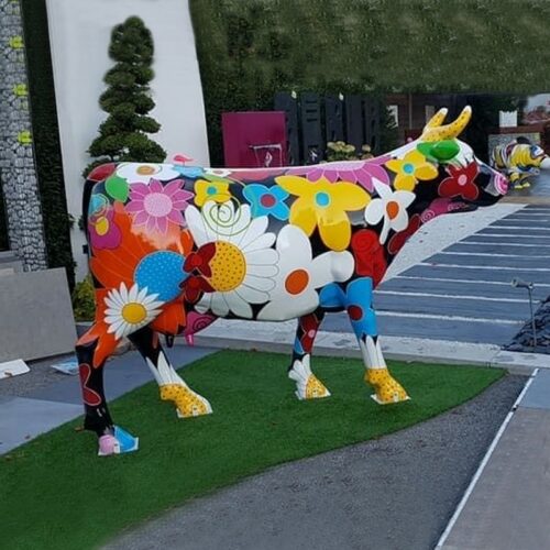 Reproduction taille réelle vache à fleurs nlcdeco