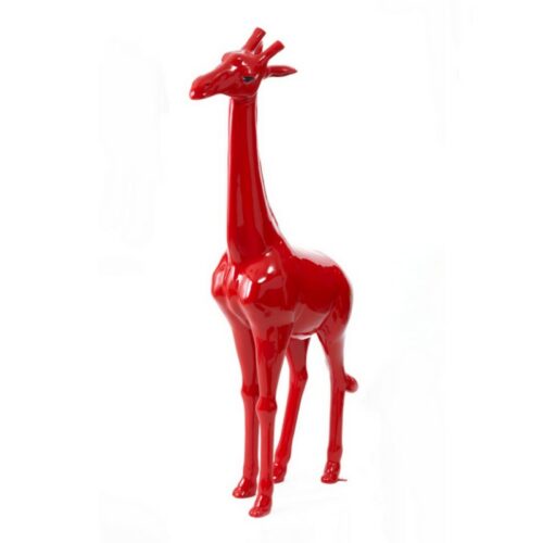 Statue couleur grande girafe rouge nlcdeco
