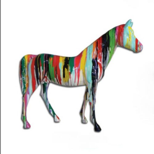 Statue cheval coulées de peinture nlcdeco