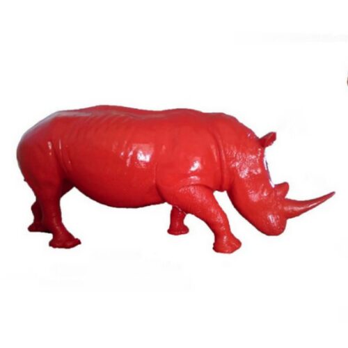 Statue rhinocéros rouge nlcdeco