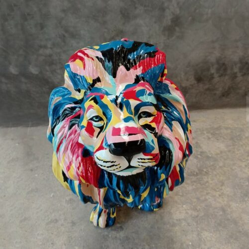 Tête de lion design très colorée ncdeco