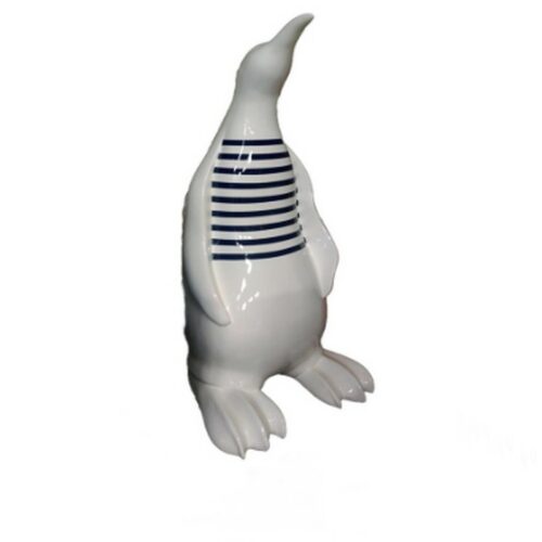 statue pingouin blanc en marinière nlcdeco