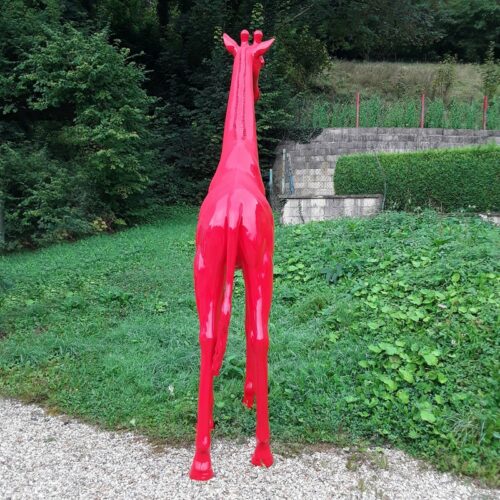 sculpture grande girafe rouge nlcdeco