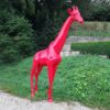 statue girafe rouge géante nlcdeco