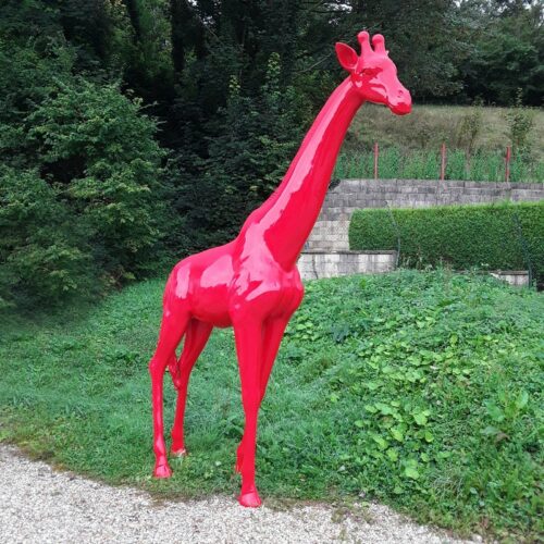 statue girafe rouge géante nlcdeco