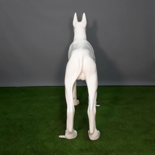 statue design reproduction chien blanc nlcdeco