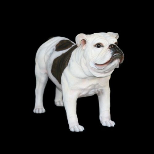 statue bulldog blanc et marron nlcdeco