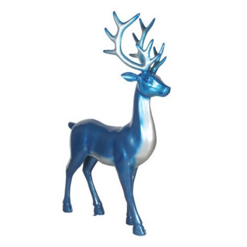statue renne couleur bleu métallisé nlcdeco