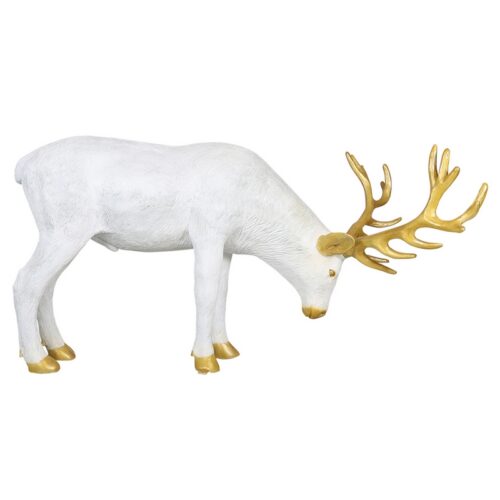 cerf géant thème noël tout blanc