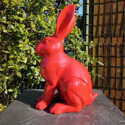 Statue décorative lièvre rouge nlcdeco
