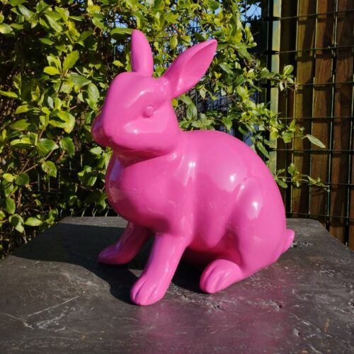 petit lapin rose statue nlcdeco