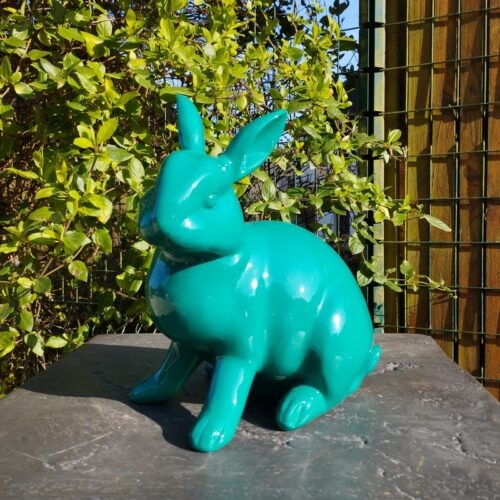 statue décorative petit lapin vert nlcdeco