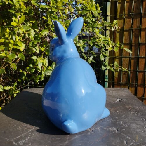statue lapin de pâques couleur bleu nlcdeco