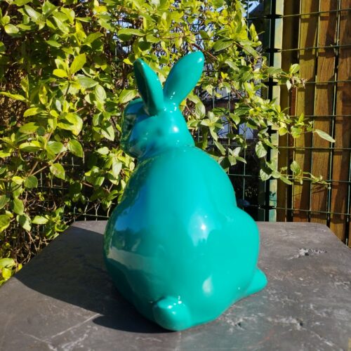 statuette céramique petit lapin vert nlcdeco