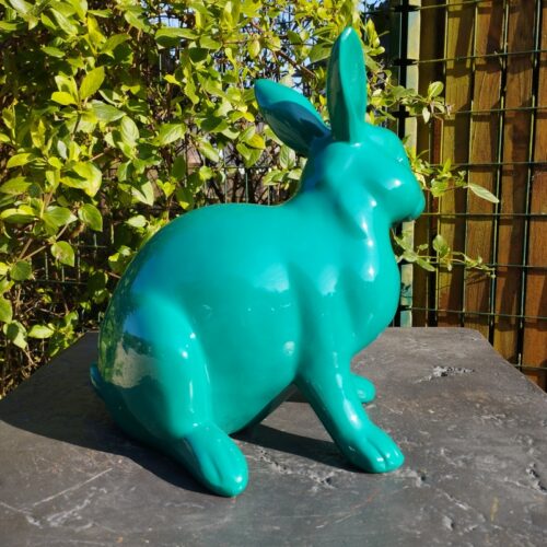 statuette décorative lapin assis vert nlcdeco