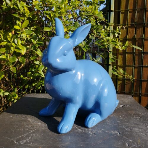 statuette sculpture lapin bleu nlcdeco
