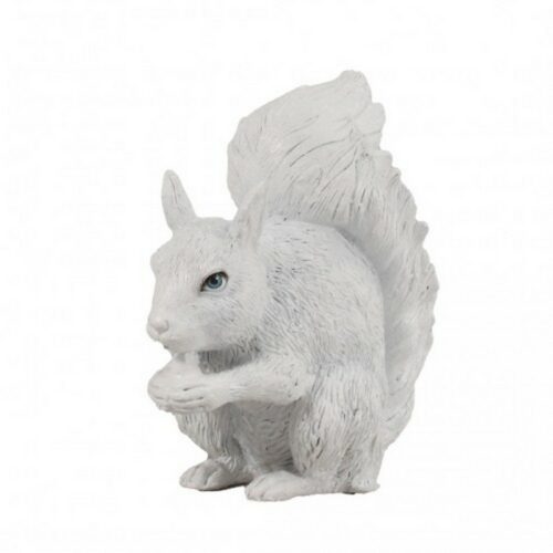 statue décorative petit écureuil blanc