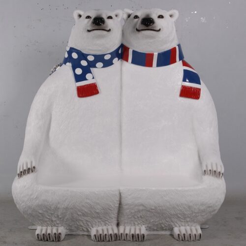 Ours blanc forme de banc en résine