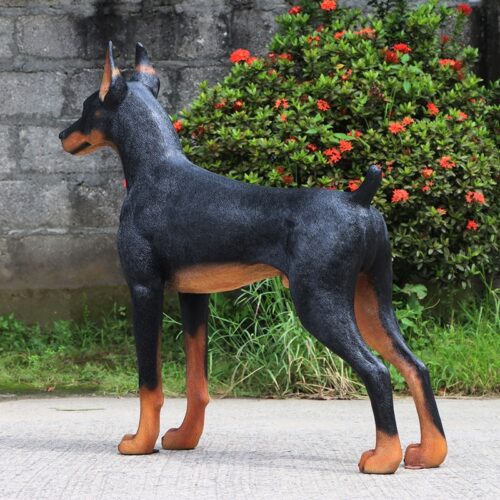 doberman statue taille réelle en résine