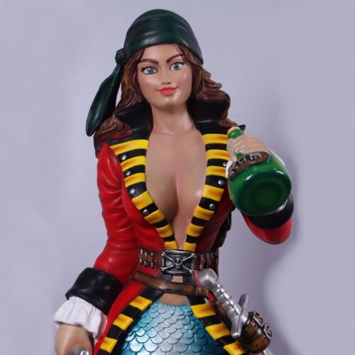 grande figurine de sirène pirate en résine