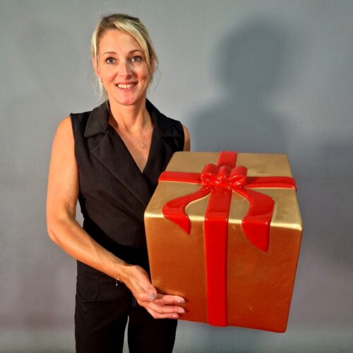 cadeau factice géant en résine décor de Noël