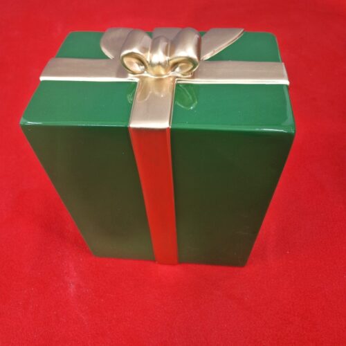faux cadeau rectangle couleur vert et or